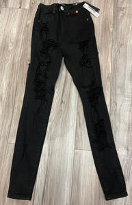REDFOX HIGH-WAIST DESTRUCTED JEANS (BLACK) PA0497