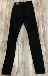 REDFOX HIGH-WAIST DESTRUCTED JEANS (BLACK) PA0497