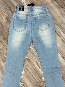 RED FOX WOMEN'S STACKED SUPER FRAYED DENIM PANTS PA4414 (LT BLUE)
