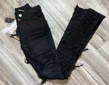 Load image into Gallery viewer, RED FOX WOMEN&#39;S STACKED FRAYED HEAVY TWILL PANTS PA4416 (JET BLACK)