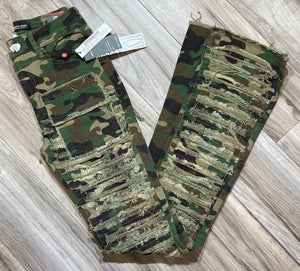 RED FOX WOMEN'S STACKED FRAYED HEAVY TWILL PANTS PA4416 (WOODLAND)