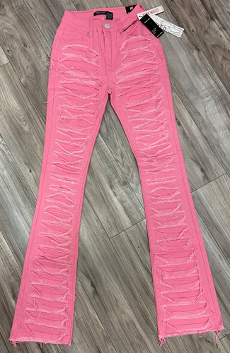 RED FOX WOMEN'S STACKED TWILL PANTS PA4418 (PINK)
