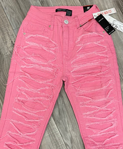 RED FOX WOMEN'S STACKED TWILL PANTS PA4418 (PINK)