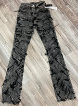 Load image into Gallery viewer, RED FOX WOMEN&#39;S STACKED FRAYED DENIM PANTS PA4454 (ACID BLACK)
