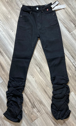 REDFOX WOMEN'S 5 POCKET DENIM STACKED JEANS PA4462 (BLACK)