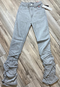REDFOX WOMEN'S 5 POCKET DENIM STACKED JEANS PA4462 (LT.GREY)