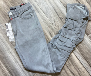 REDFOX WOMEN'S 5 POCKET DENIM STACKED JEANS PA4462 (LT.GREY)