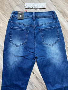 REDFOX WOMEN'S 5 POCKET DENIM STACKED JEANS PA4462 (MED.BLUE)