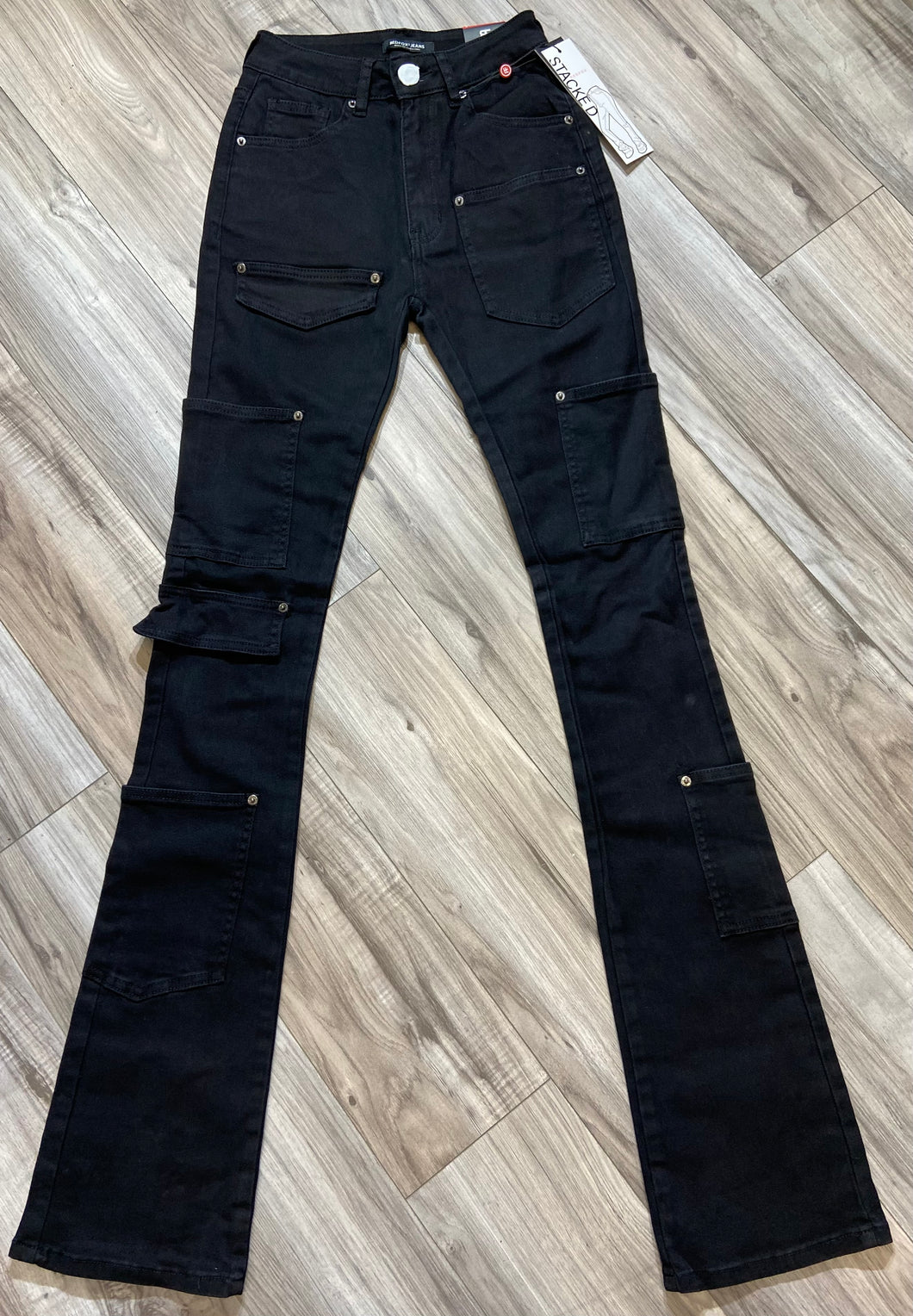 REDFOX WOMEN'S HEAVY TWILL STACKED PANTS PA4435 (JET BLACK)
