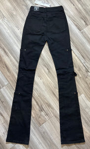 REDFOX WOMEN'S HEAVY TWILL STACKED PANTS PA4435 (JET BLACK)