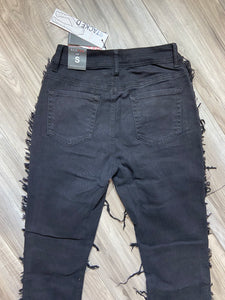 REDFOX SUPER FRAYED CROP JACKET AND STACKED JEANS SD4446 (JET BLACK)