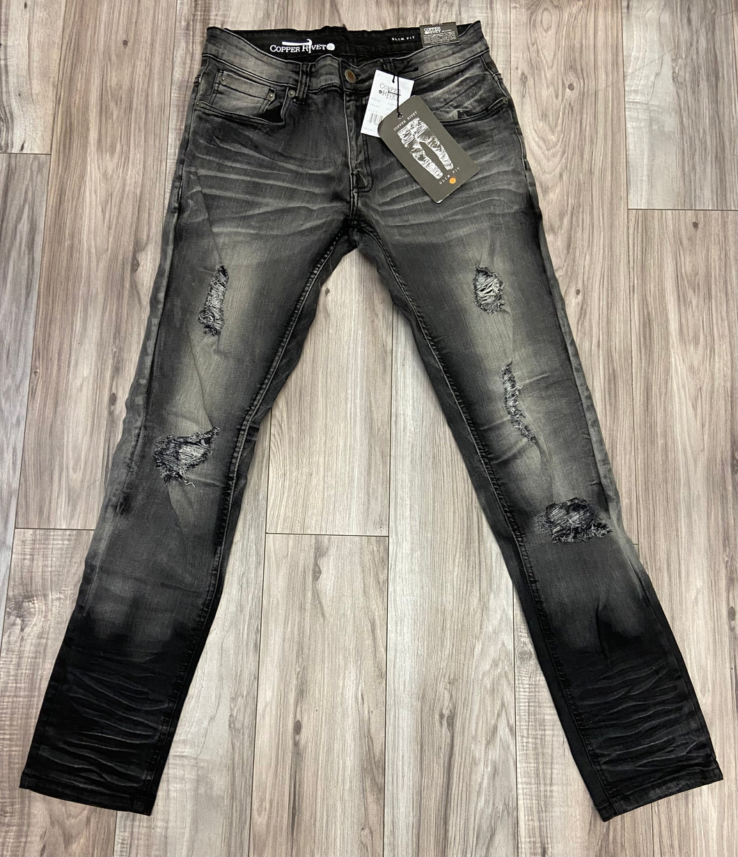 COPPER RIVET DESTRUCTED BLACK JEAN 033034