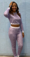 Load image into Gallery viewer, WOMEN&#39;S VINTAGE PRINT CROP TOP &amp; PANT SET (PURPLE) IN STORES NOW!