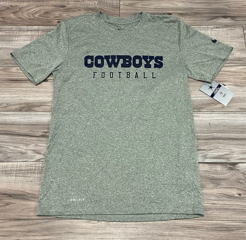 NIKE DALLAS COWBOYS DRI-FIT ESSENTIAL WORDMARK TEE - GREY
