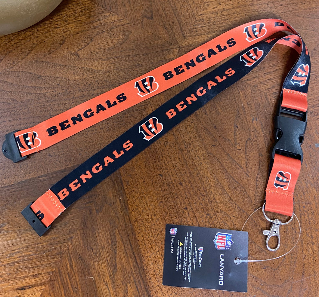 CINCINNATI BENGALS BREAK AWAY REVERSIBLE LANYARD w/ DEATACHABLE BUCKLE