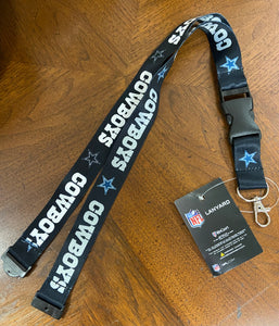 DALLAS COWBOYS BLACK BREAKAWAY WINCRAFT LANYARD w/ DETACHABLE BUCKLE