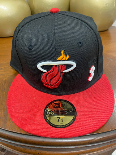 Miami Heat New Era Player #3 Wade 2Tone 59FIFTY Fitted Hat - Black/Red