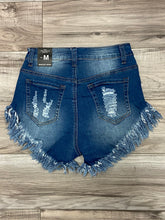 Load image into Gallery viewer, REDFOX HIGH WAIST WOMEN FRAY SHORTS (M. BLUE) PS136B