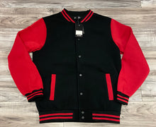 Load image into Gallery viewer, ACCESS MEN&#39;S VARSITY JACKET (BLACK/RED)