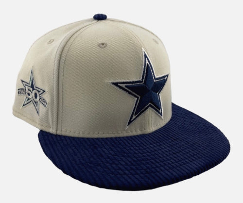 Dallas Cowboys New Era 50th Ann. Corduroy Brim Authentic 59Fifty (Cream/Navy)