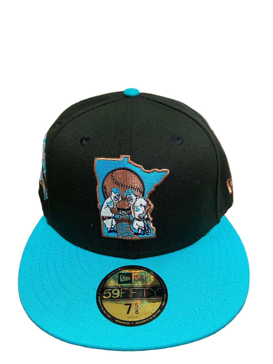 Minnesota Twins All Star Game Patch Authentic Custom 59Fifty Cap (Black/Teal)