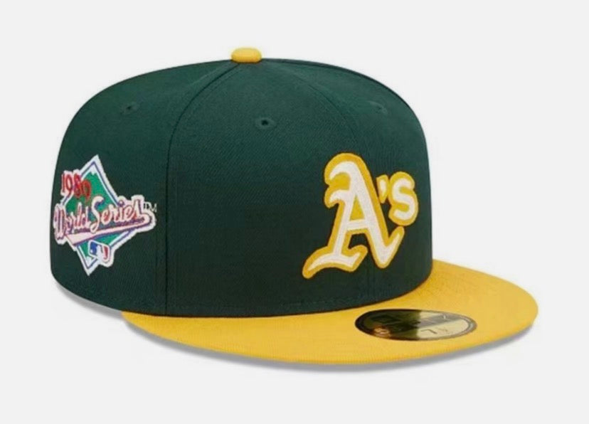 Oakland Athletics New Era World Series Patch Authentic 59Fifty (Green/Yellow)