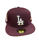 Load image into Gallery viewer, Los Angeles Dodgers New Era 50th Anniversary Authentic 59Fifty (Maroon/Peach)