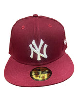 Load image into Gallery viewer, New York Yankees New Era White Logo Authentic 59Fifty (Maroon)