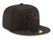 Load image into Gallery viewer, NEW ERA BALTIMORE RAVENS BLACK ON BLACK 59FIFTY FITTED