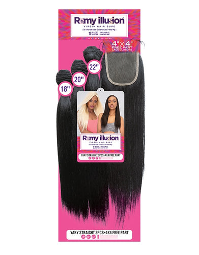JANET COLLECTION REMY ILLUSION NEW YAKY 3PC(18,20,22)4x4 CLOSURE