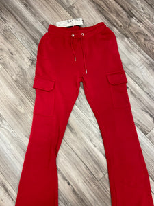 REDFOX WOMEN'S FLEECE STACKED PANTS W/ CARGO POCKETS (RED)