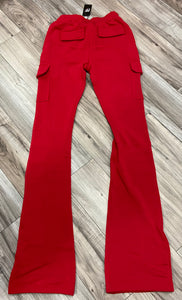 REDFOX WOMEN'S FLEECE STACKED PANTS W/ CARGO POCKETS (RED)