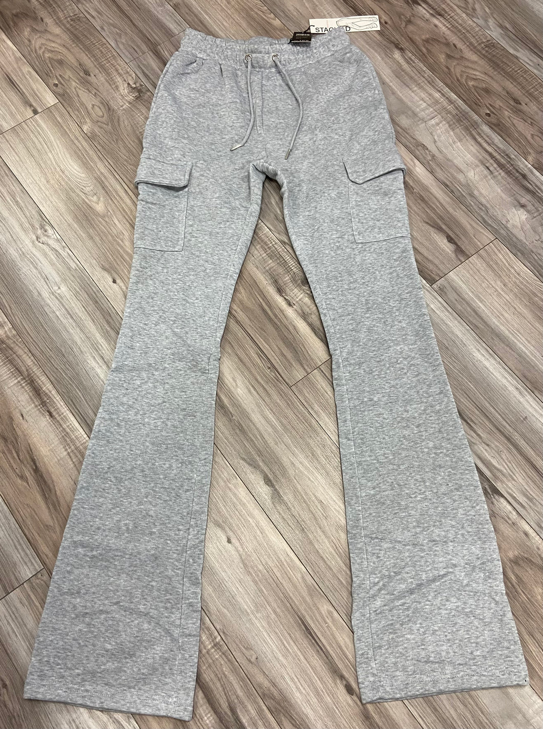 REDFOX WOMEN'S FLEECE STACKED PANTS W/ CARGO POCKETS (HEATHER GREY)