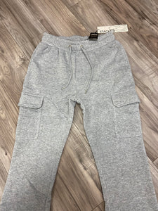 REDFOX WOMEN'S FLEECE STACKED PANTS W/ CARGO POCKETS (HEATHER GREY)