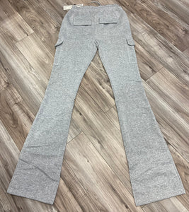 REDFOX WOMEN'S FLEECE STACKED PANTS W/ CARGO POCKETS (HEATHER GREY)