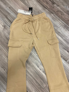 REDFOX WOMEN'S FLEECE STACKED PANTS W/ CARGO POCKETS (KHAKI)