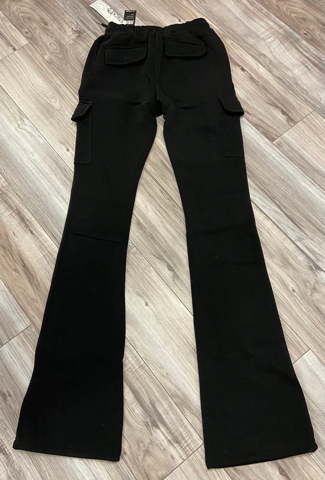 REDFOX WOMEN'S FLEECE STACKED PANTS W/ CARGO POCKETS (BLACK)