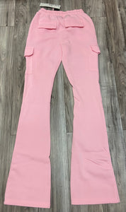 REDFOX WOMEN'S FLEECE STACKED PANTS W/ CARGO POCKETS (LT. PINK)