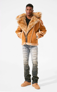 JORDAN CRAIG EL JEFE SHEARLING MOTO JACKET (COGNAC)