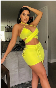 WOMEN'S SUMMER HALTER/SKIRT 2PC SET IN STORES NOW! (GREEN)