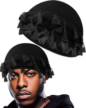 Load image into Gallery viewer, BLACK ICE PRE-TIED TURBAN ASSORT WITH TASSEL (ONE SIZE)