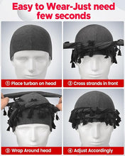 Load image into Gallery viewer, BLACK ICE PRE-TIED TURBAN ASSORT WITH TASSEL (ONE SIZE)