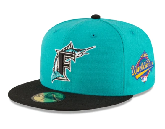 NEW ERA FLORIDA MARLINS WORLD SERIES TEAL WOOL 59FIFTY FITTED