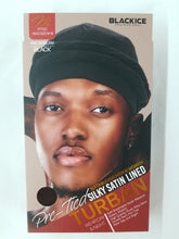Load image into Gallery viewer, Black Ice Pre-Tied Silky Satin Lined Turban M/L