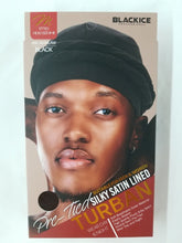 Load image into Gallery viewer, Black Ice Pre-Tied Silky Satin Lined Turban M/L