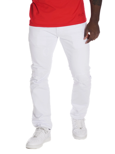 M1932 MAKOBI BRIGHTON SHREDDED TWILL JEANS - WHITE