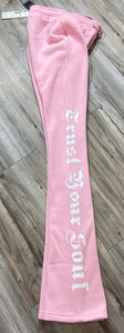REDFOX "TRUST YOUR SOUL" FLEECE CROP JACKET W/ STACKED PANTS (LT. PINK)