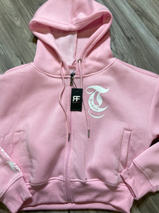 REDFOX "TRUST YOUR SOUL" FLEECE CROP JACKET W/ STACKED PANTS (LT. PINK)