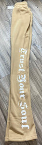 REDFOX "TRUST YOUR SOUL" FLEECE CROP JACKET W/ STACKED PANTS (KHAKI)