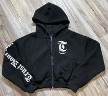 Load image into Gallery viewer, REDFOX &quot;TRUST YOUR SOUL&quot; FLEECE CROP JACKET W/ STACKED PANTS (BLACK)